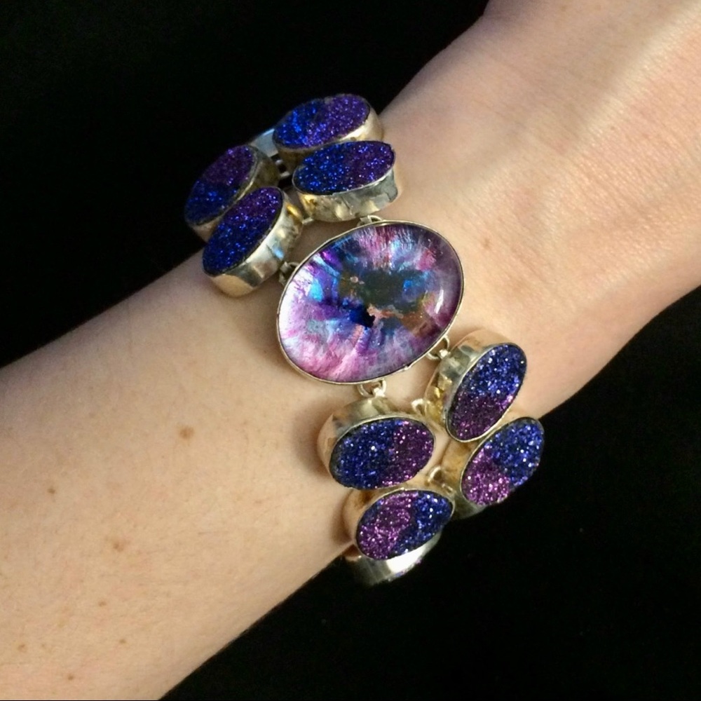 Dramatic Druzy Sterling Bracelet - image 3